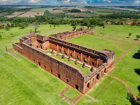 Guarani Jesuit ruins JesÃºs de TavarangÃ¼Ã© in Paraguayの写真素材