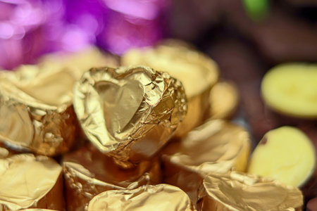 golden gold chocolates for Valentine's Dayの写真素材