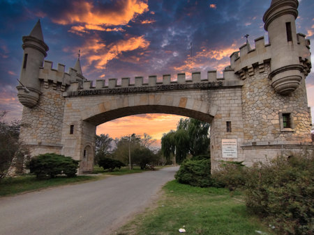 entrance arch of the public park pereyra iraola nature reserveの写真素材