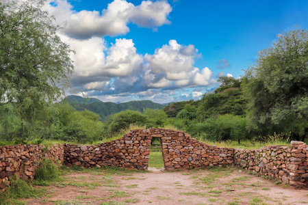 Interior view of a stone wall at El Shincal de Quimivil, Catamarca, Argentina. The ancient Inca...