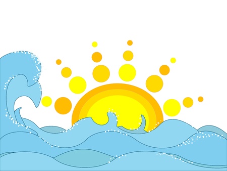 Abstract image of stormy sea and sunのイラスト素材