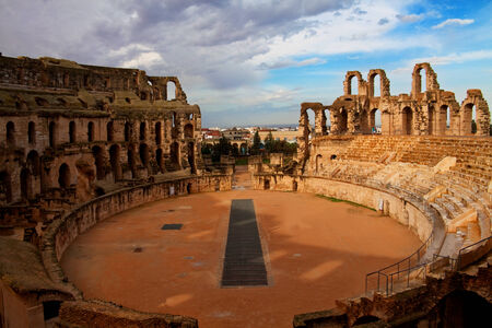 Arena of el Djem - the biggest amphiteater in Africa, Tunisiaの写真素材
