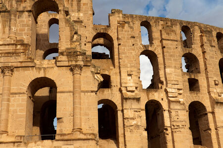 Front view of El Djem Colosseum, Tunisia