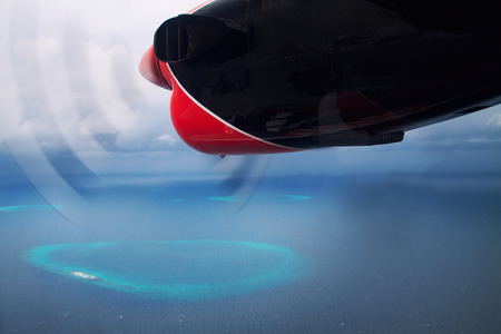 Aerial view of Maldives from hydroplane