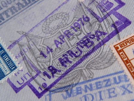 A passport-stamp of the island of Arubaの写真素材