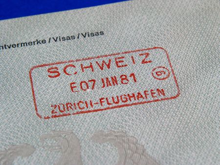 A passport-stamp of Switzerlandの写真素材