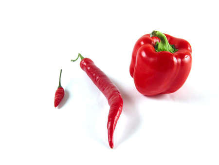 Isolated still of red peppers showing little, large and fat one ;-)の写真素材