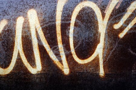 Symbols (aka tag) on a metalic surfaceのeditorial素材