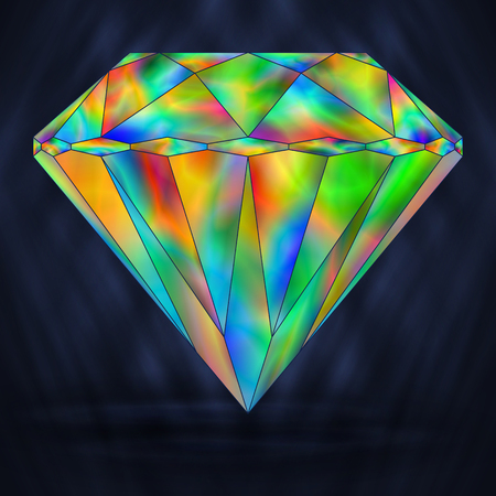 Bright Rainbow Colorful Gemstone. Iridescent Crystal Icon.のイラスト素材