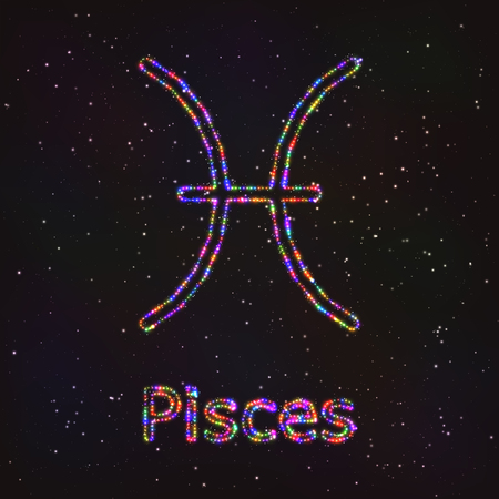Astrology Shining Symbol. Horoscope Sign. Zodiac Pisces.のイラスト素材