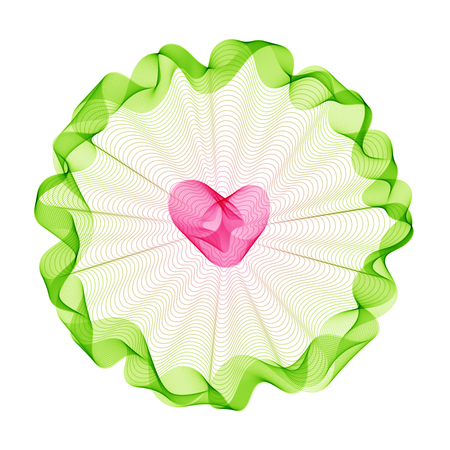 Abstract Design Element Stylized Heart Isolated on White Background. Creative Object from Wavy Lines.のイラスト素材