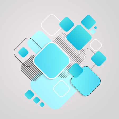 Modern Geometric Design Template of Sea Colors for Universal Application. Layout with Gradient Blue Squares for your Text. のイラスト素材