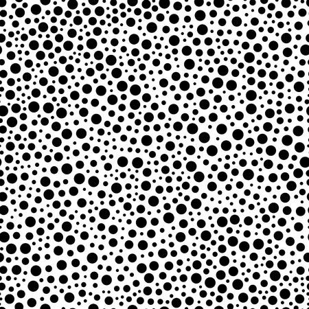Simple Seamless Pattern of Irregular Black Circles on White Backdrop. Geometric Continuous Background.のイラスト素材