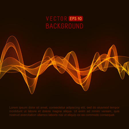 Universal Abstract Background with Fiery Wave Line on Dark Background.のイラスト素材