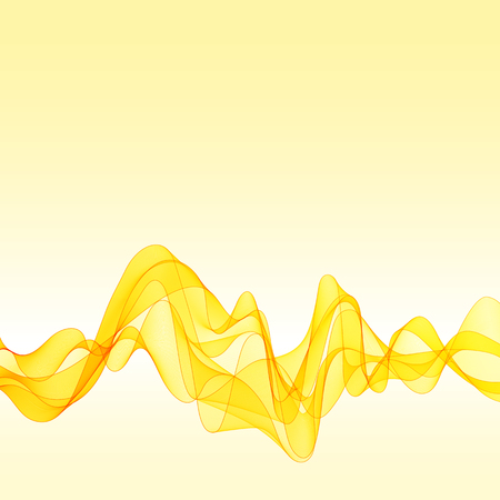 Abstract Background with Horizontal Bright Yellow Wave Line on Light Backdrop. Design Concept with Smooth Wavy Horizontal Curved Line.のイラスト素材