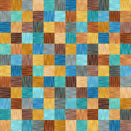 Motley Seamless Pattern of Simple Geometric Figures Squares with Stylized Gold Outline. Abstract...