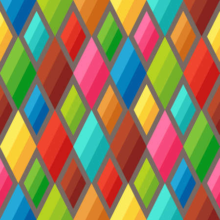 Geometric Bright Seamless Pattern of Colorful Striped Rhombus of Different Colors. Continuous Abstract Background for Universal Application.のイラスト素材