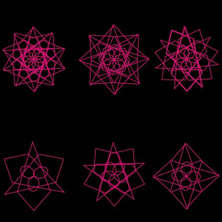 Beautiful geometric pattern geometrical stars stamp iconのイラスト素材