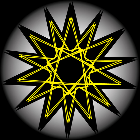 Geometric pattern symbols fractale pentagram astrology stamp labelのイラスト素材