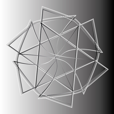 Beautiful and symmetrical geometric pattern, fractal, pentagram iconのイラスト素材