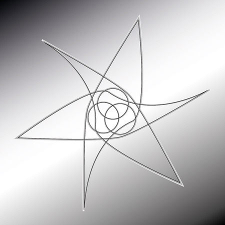 Beautiful and symmetrical geometric pattern, fractal, pentagram iconのイラスト素材