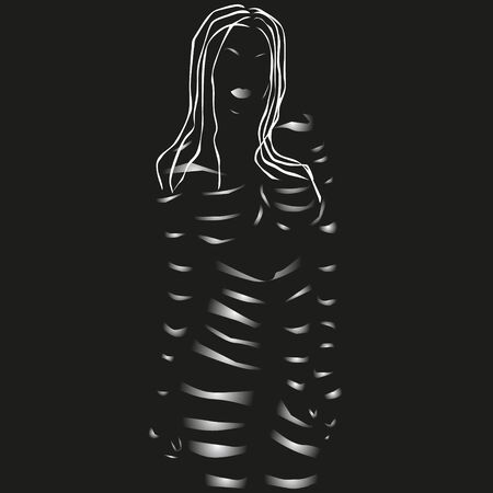 Stylish young girl on business card or bannerのイラスト素材