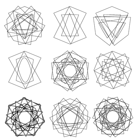 Geometric pattern icon star astrology set pentagramのイラスト素材