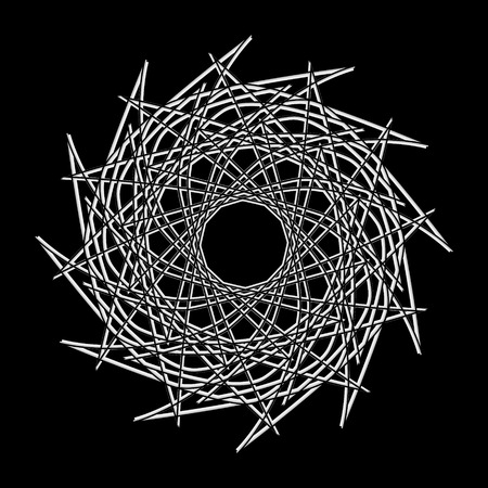 Symbols and symmetrical geometric pattern, fractal, pentagram iconのイラスト素材