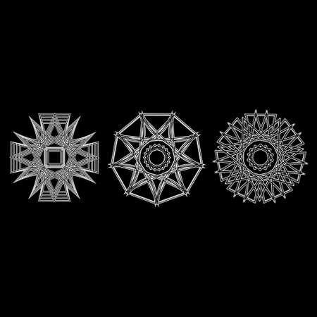 Holiday patterns of stars of snowflakes and flowers for gifts geometric pentagram.のイラスト素材