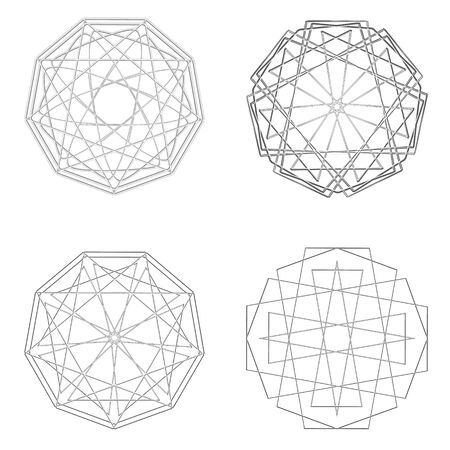 Holiday patterns of stars of snowflakes and flowers for gifts geometric pentagramのイラスト素材