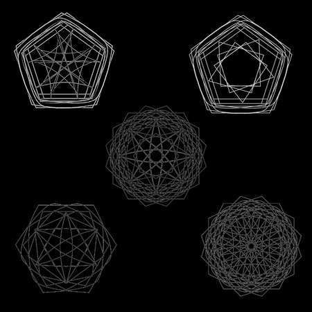 Symbols and symmetrical geometric pattern.のイラスト素材