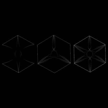 Symbols and symmetrical geometric pattern, fractal, pentagram, icon runeのイラスト素材