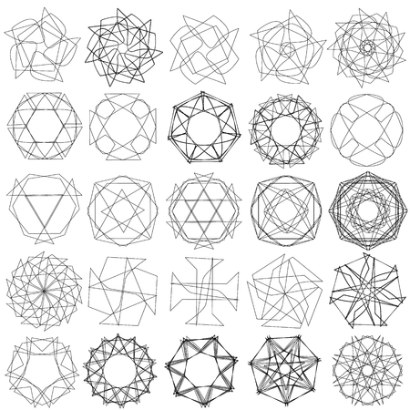 Holiday patterns of stars of snowflakes and flowers for gifts geometric pentagramのイラスト素材