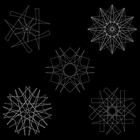 Holiday patterns of stars of snowflakes and flowers for gifts geometric pentagramのイラスト素材