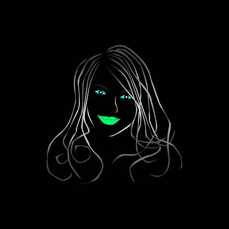 Girl image outline illustrationのイラスト素材