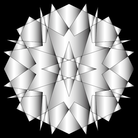 Symbols and symmetrical geometric pattern, fractal, pentagram, icon runeのイラスト素材