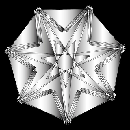 Symbols and symmetrical geometric pattern, fractal, pentagram, icon runeのイラスト素材