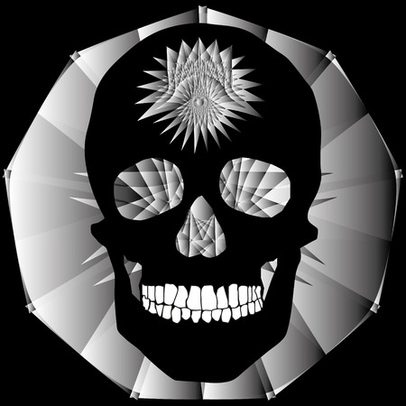 Human remains skeleton of the skull bones illustration.のイラスト素材