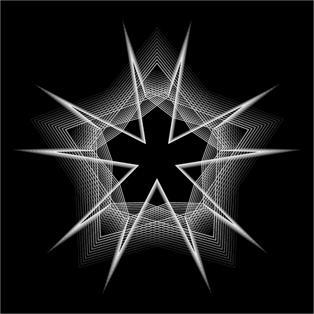 Geometric pattern symbols fractale pentagram astrology stamp label symbol amulet runesのイラスト素材