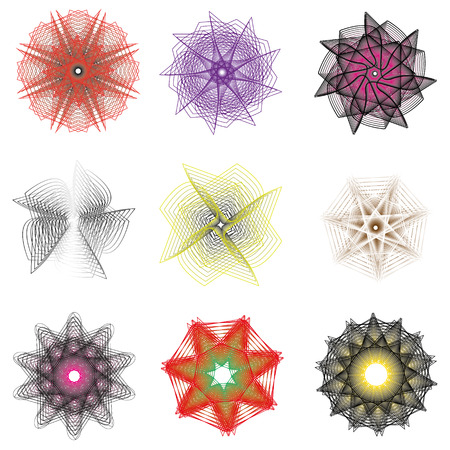 Holiday patterns of stars of snowflakes and flowers for gifts geometric pentagramのイラスト素材