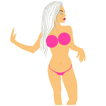 Image of a beautiful girl in a shadow fashion modelsのイラスト素材