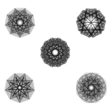 Holiday patterns of stars of snowflakes and flowers for gifts geometric pentagram