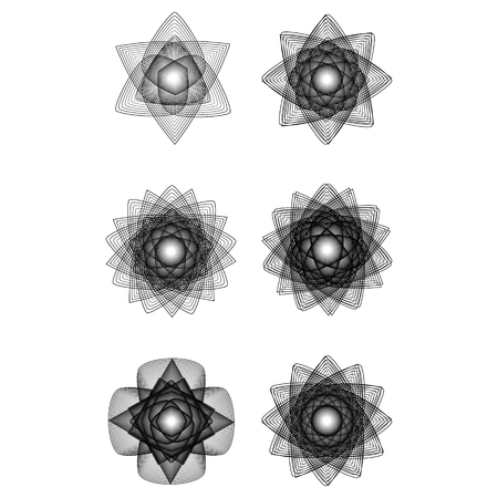 Geometric pattern symbols fractale pentagram astrology stamp label symbol amulet runesのイラスト素材