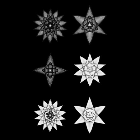 Symbols of sacred geometry, depict fundamental aspects of space and time.Flower of life symbol variationsのイラスト素材