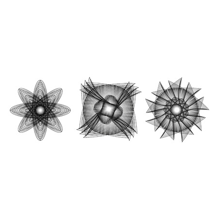 Symbols of sacred geometry, depict fundamental aspects of space and time.Flower of life symbol variationsのイラスト素材