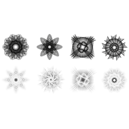 Symbols of sacred geometry, depict fundamental aspects of space and time.Flower of life symbol variationsのイラスト素材