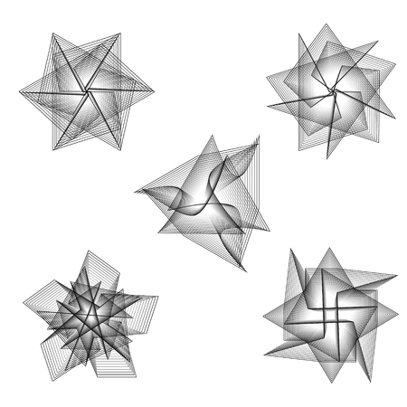 Geometric pattern symbols fractale pentagram astrology stamp label symbol amulet runesのイラスト素材