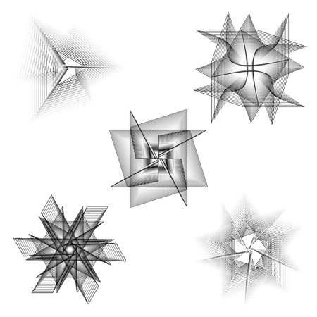 Geometric pattern symbols fractale pentagram astrology stamp label symbol amulet runesのイラスト素材