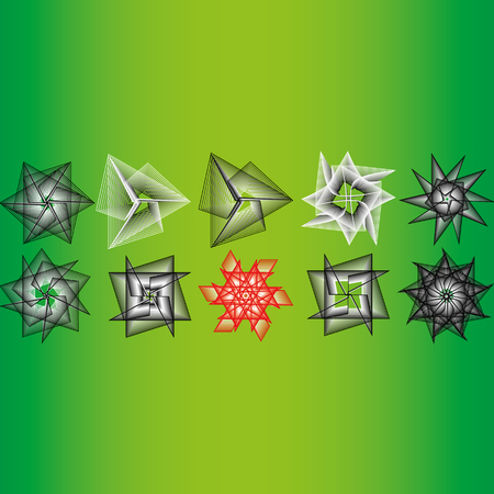 Holiday patterns of stars and flowers for gifts geometric pentagramのイラスト素材