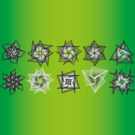 Holiday patterns of stars and flowers for gifts geometric pentagramのイラスト素材